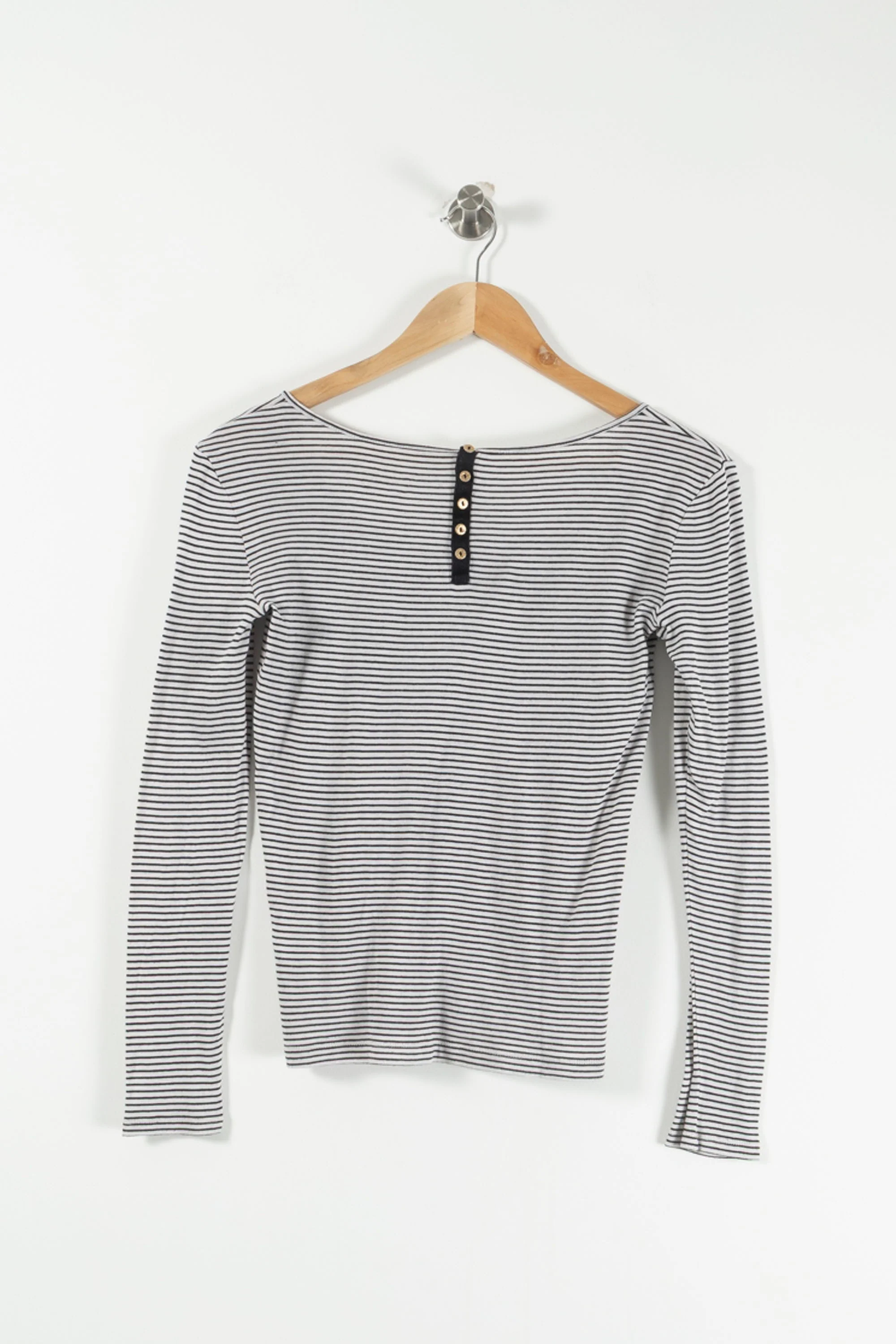Tee-shirt à Manches Longues Blanc et Noir - Taille S/36 - Image 4