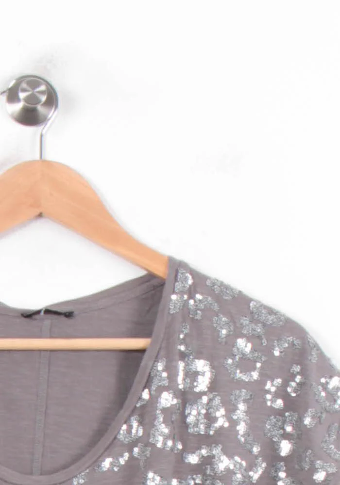 Tee-shirt Gris et Argenté - Taille S/36 - Image 3