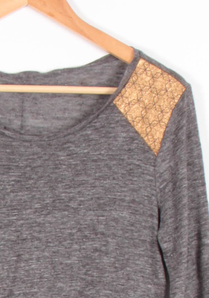 Tee-shirt Gris et Beige - Taille S/36 - Image 3