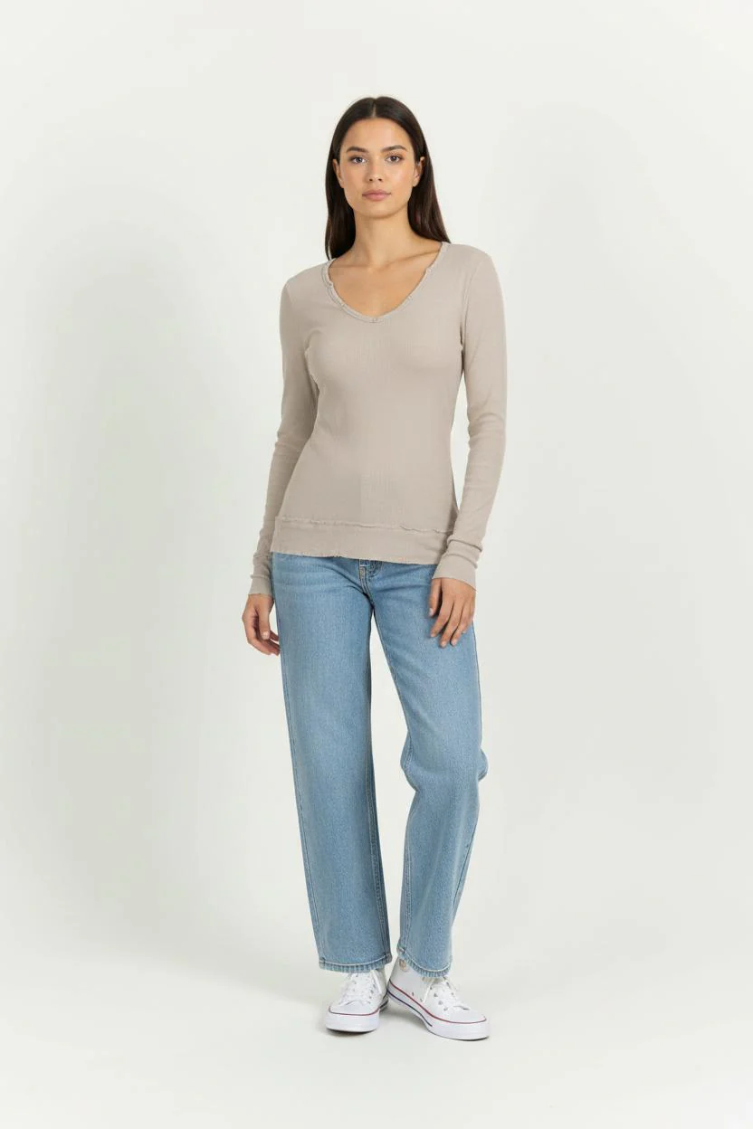 Tee-shirt manches longues Beige - Taille XS/34