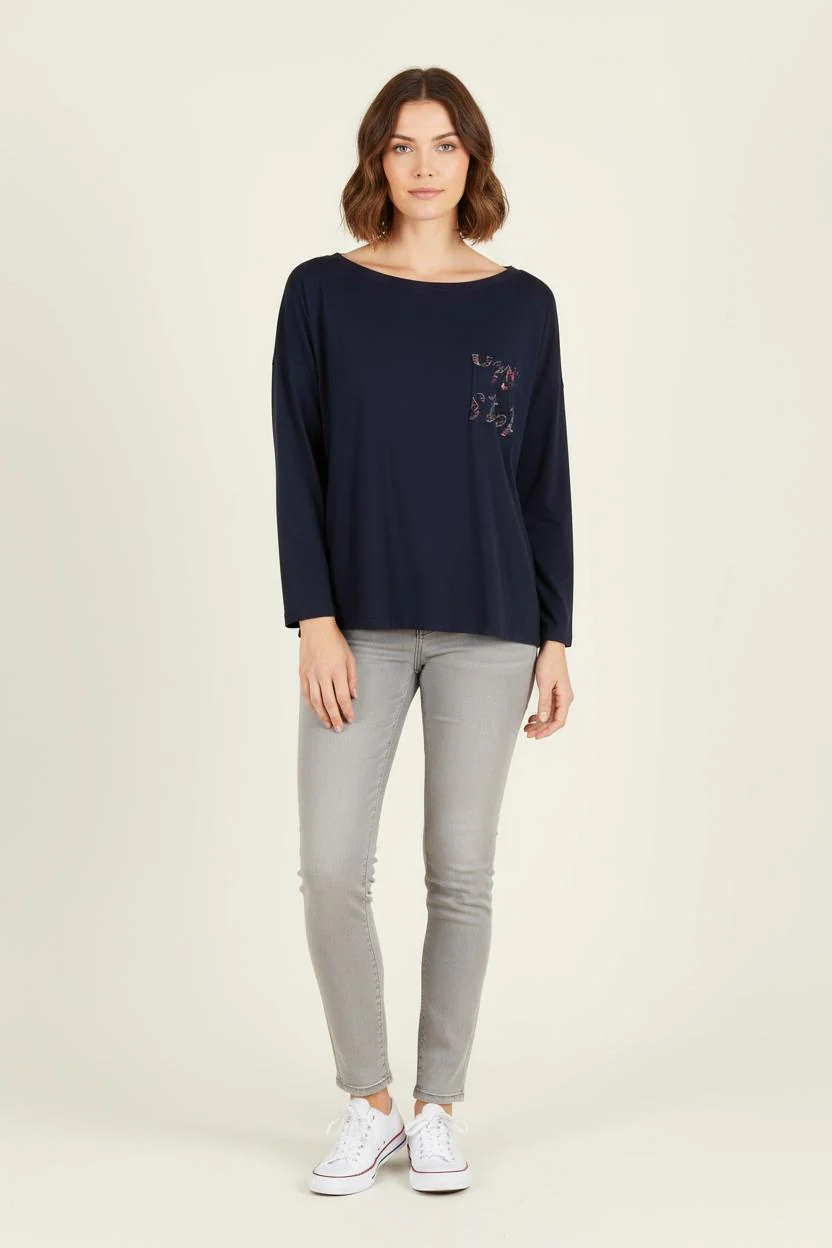 Tee-shirt Manches Longues Bleu - Taille XL/42