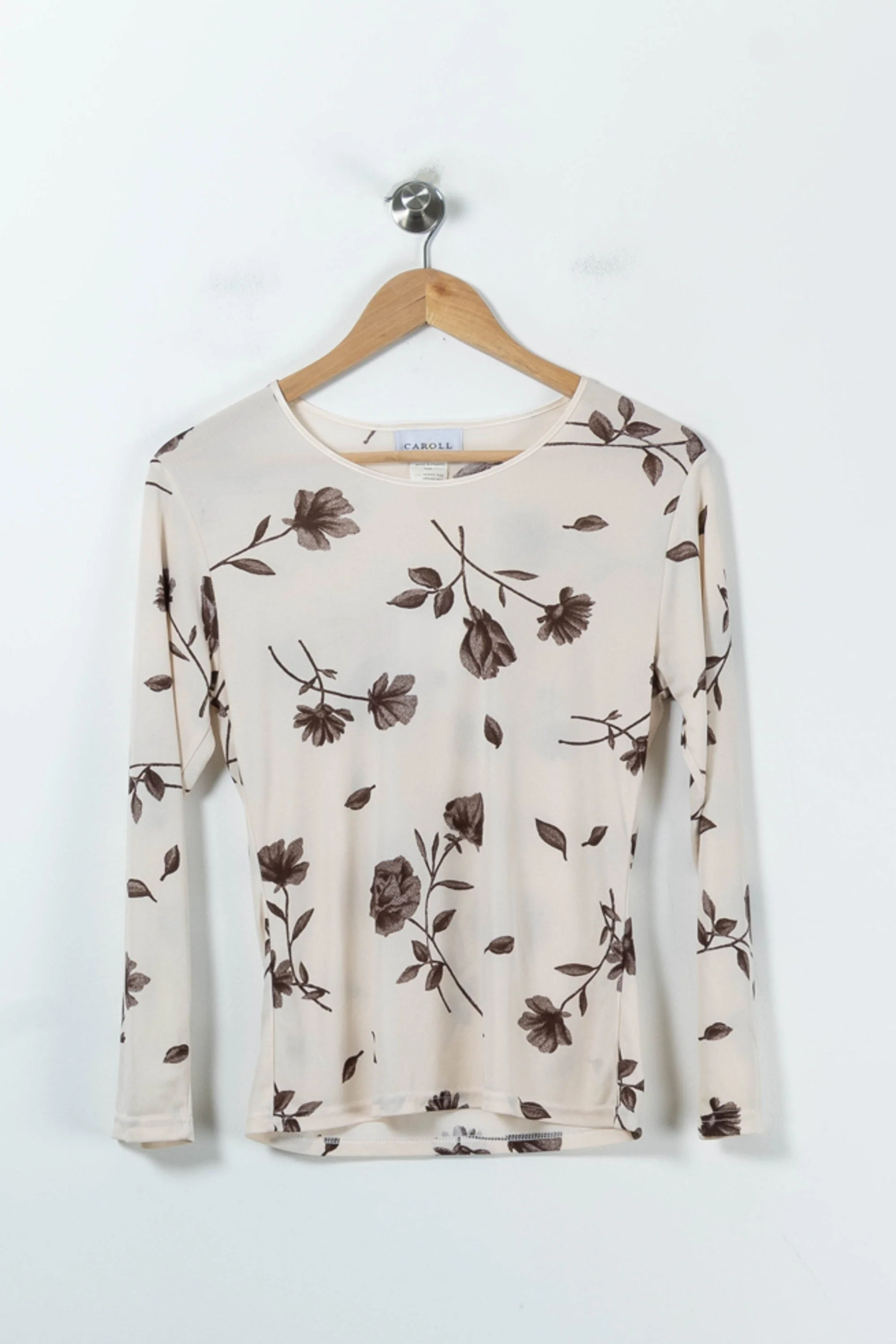 Tee-shirt Manches Longues Écru et Marron - Taille L/40 - Image 2