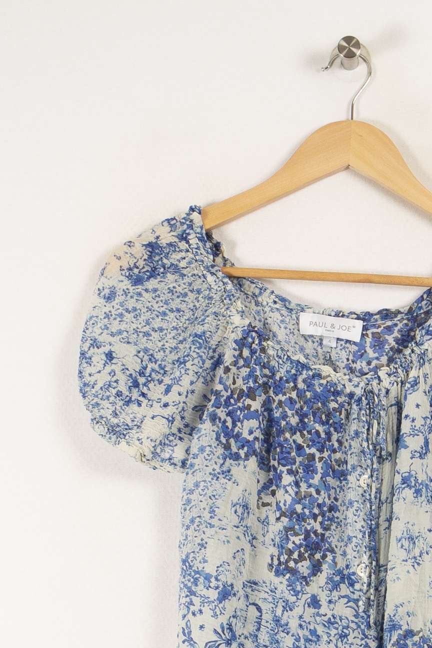 Top bleu et blanc à motifs - Taille S/36 - Image 3