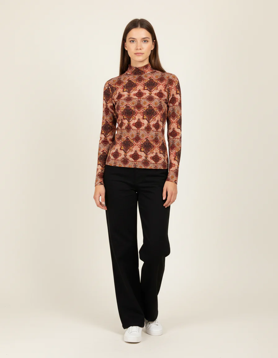 Top multicolore rouge bordeaux - S/36
