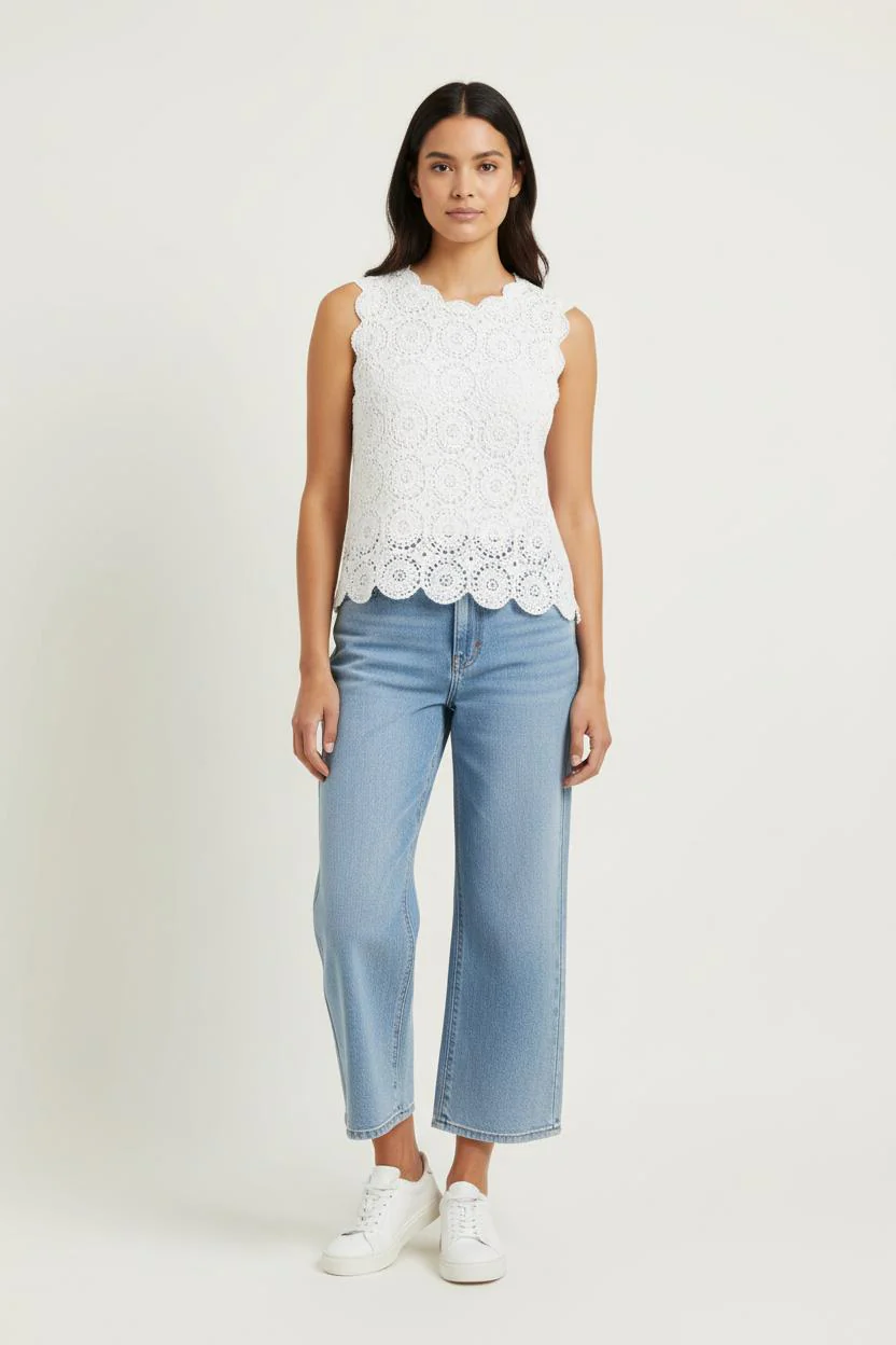 Top Sans Manches Blanc - Taille S/36