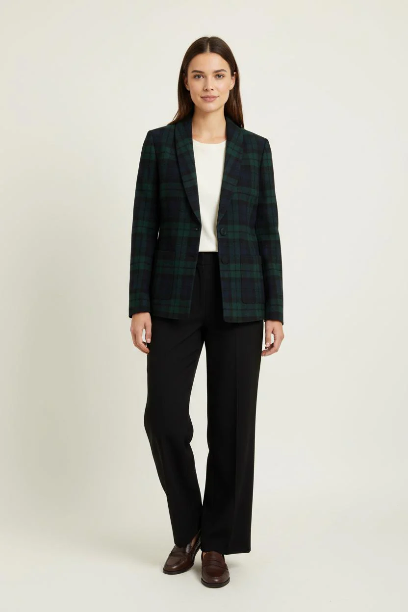 Veste à Carreaux Verte et Noire - Taille M/38