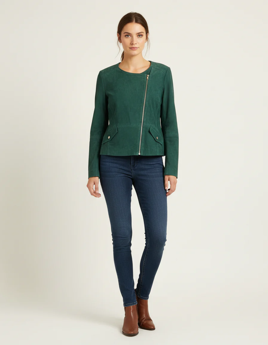 Veste en cuir vert - Taille M/38