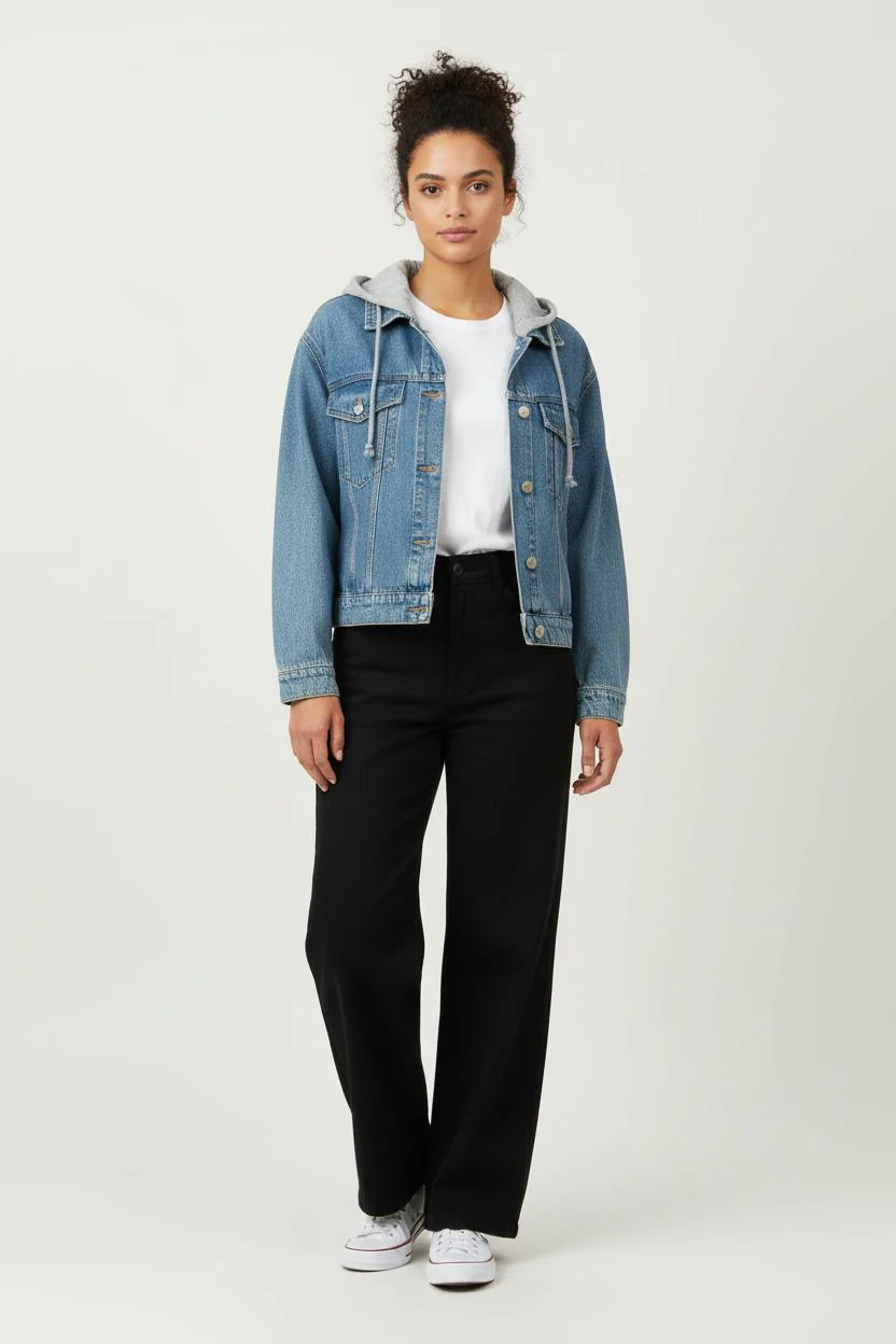 Veste en Jean Bleue et Grise - Taille M/38